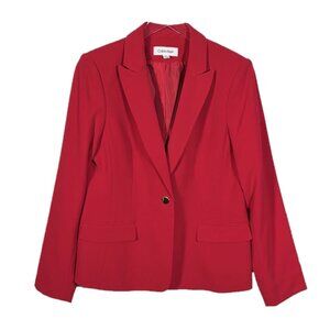 Calvin Klein Single Button Red Blazer Size 12